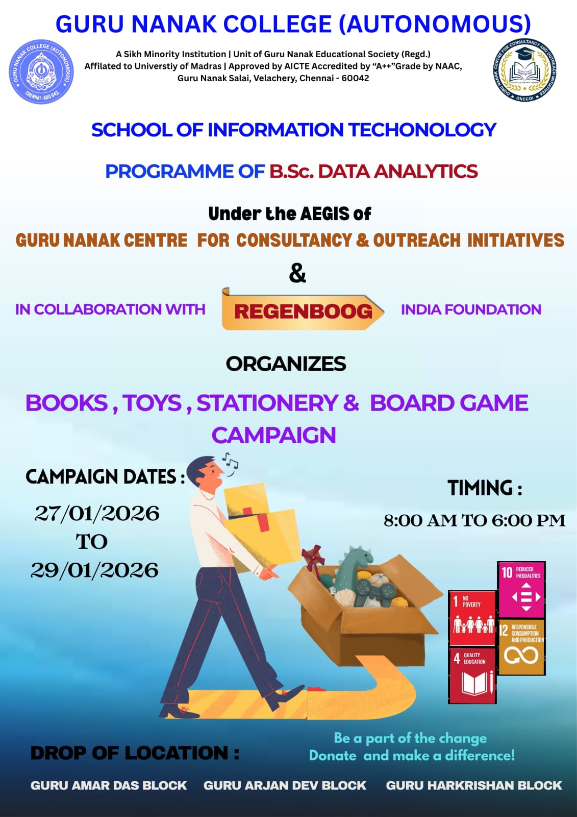 B.Sc. Data Analytics organises Books, Toys, Stationery and Board Game Campaign.