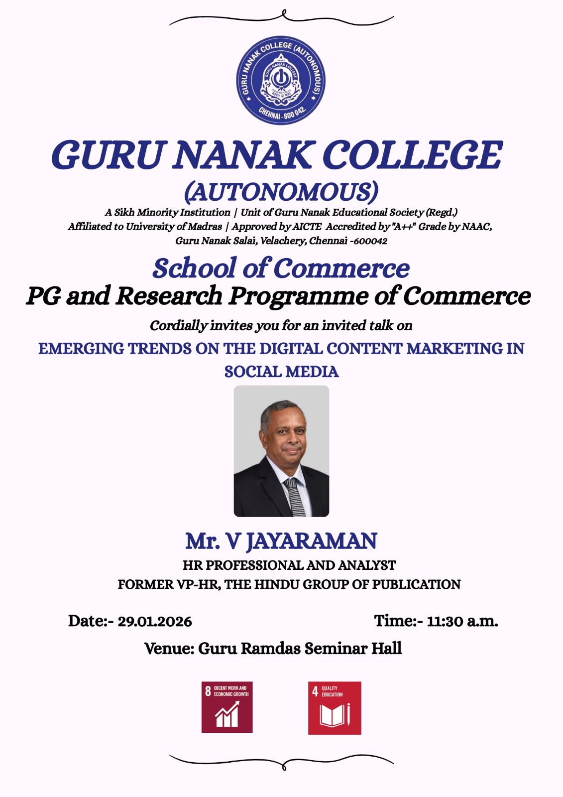 PG and Research Programme of Commerce organises invited talk on Emerging Trends in the Digital content marketing in social media
