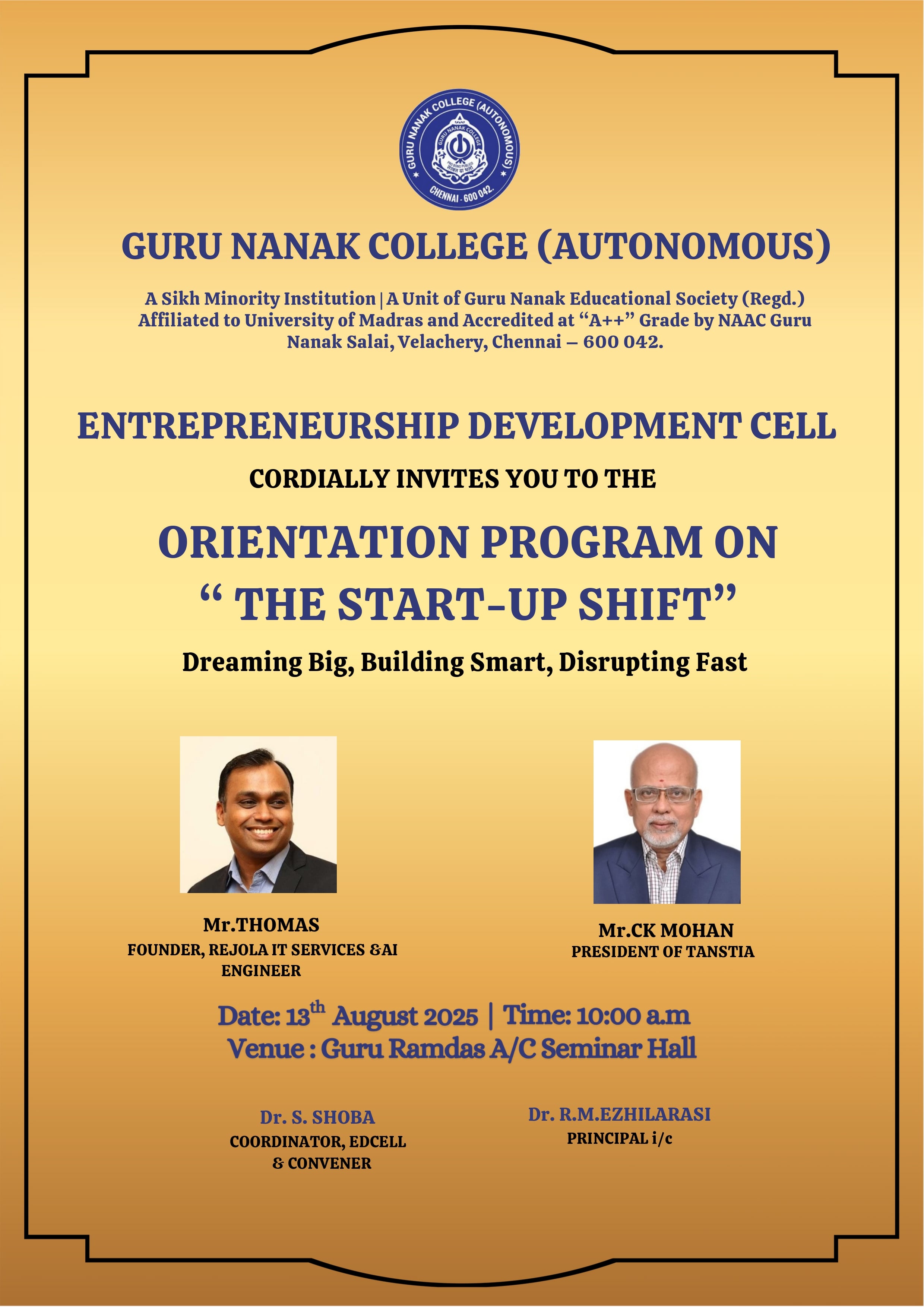 ED cell organises an Orientation programme on The Start-up Shift