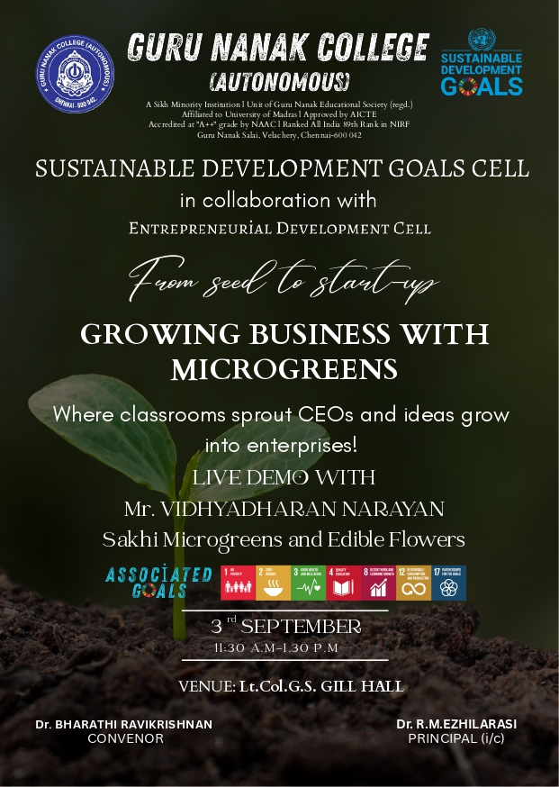 Sustainable Development Cell organises an event " from seed to start up"