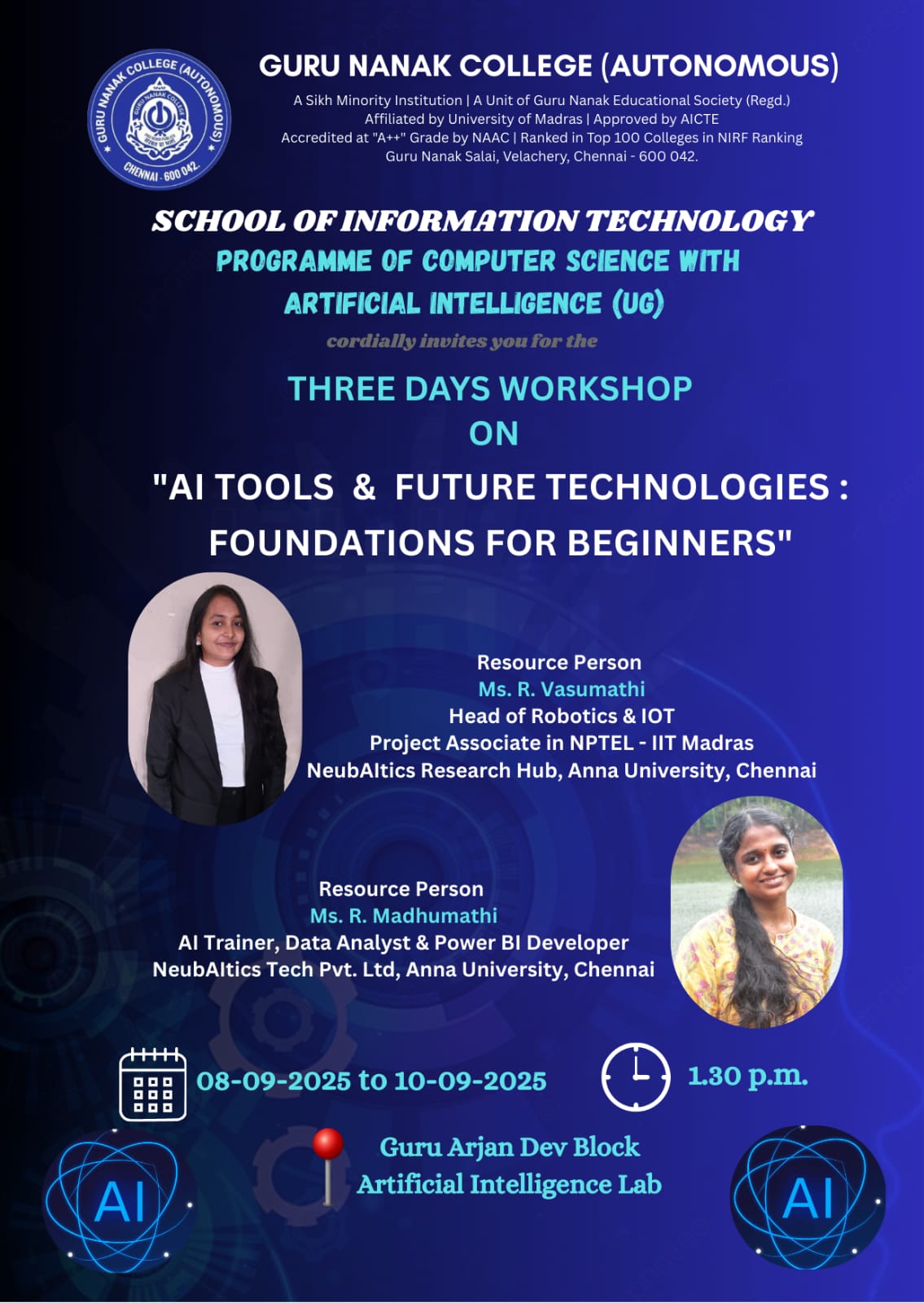 Programme of Computer science with AI organises 3 Day workshop on AI tools & Future Technologies