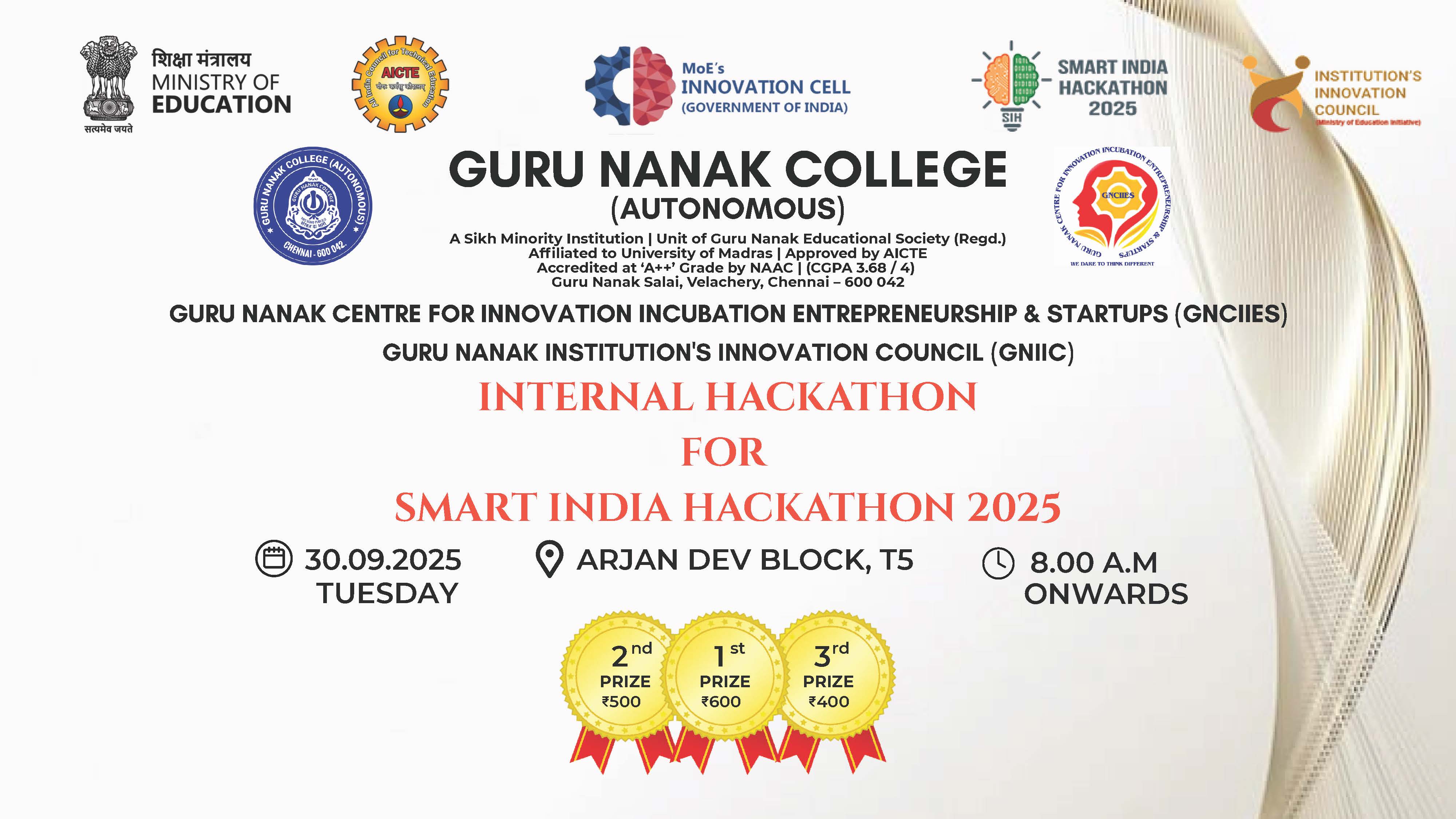 GNCIIES organises Internal Hackathon for Smart India Hackathon 2025