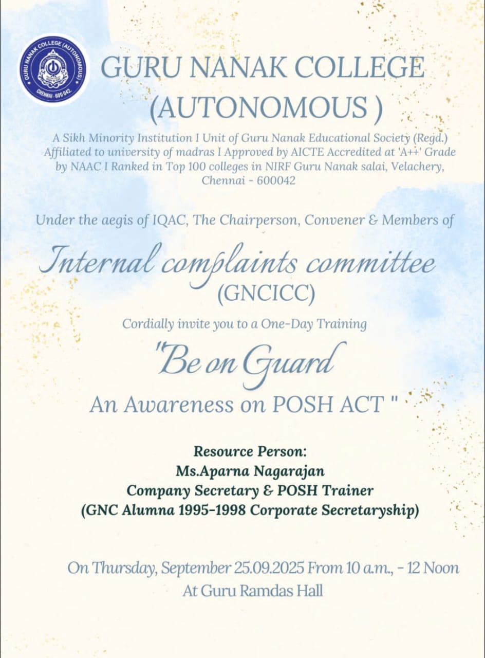 GNCICC organises One day Training Program - An awareness on POSH Act