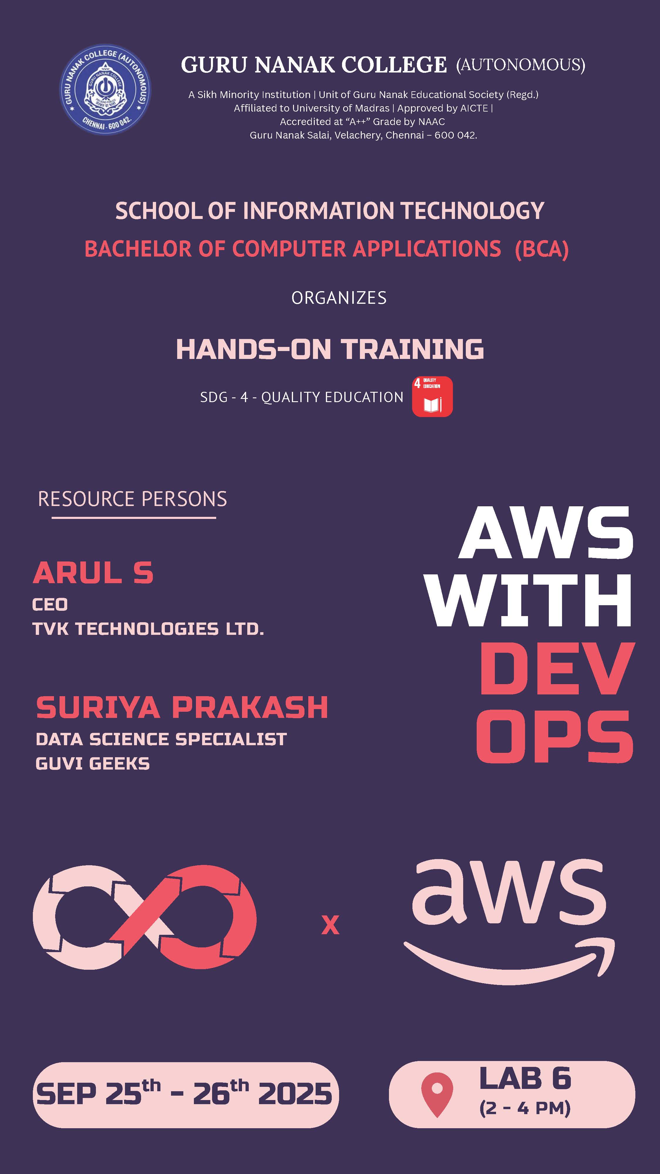 Programme of BCA organises Hands on training on AWS with DEVOPS