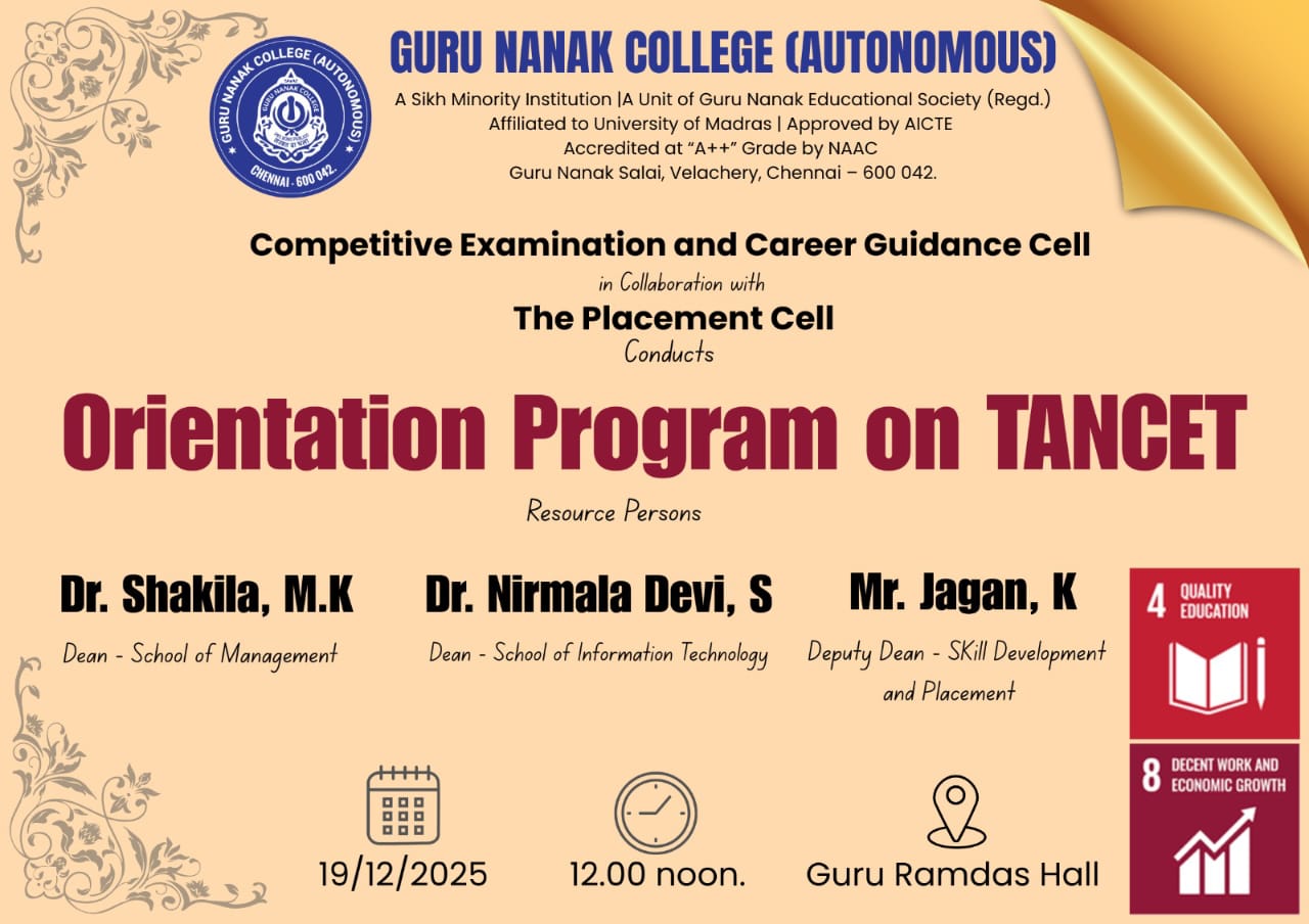 Competitive Examination and Career Guidance Cell and Placement Cell organises Orientation Program on TANCET