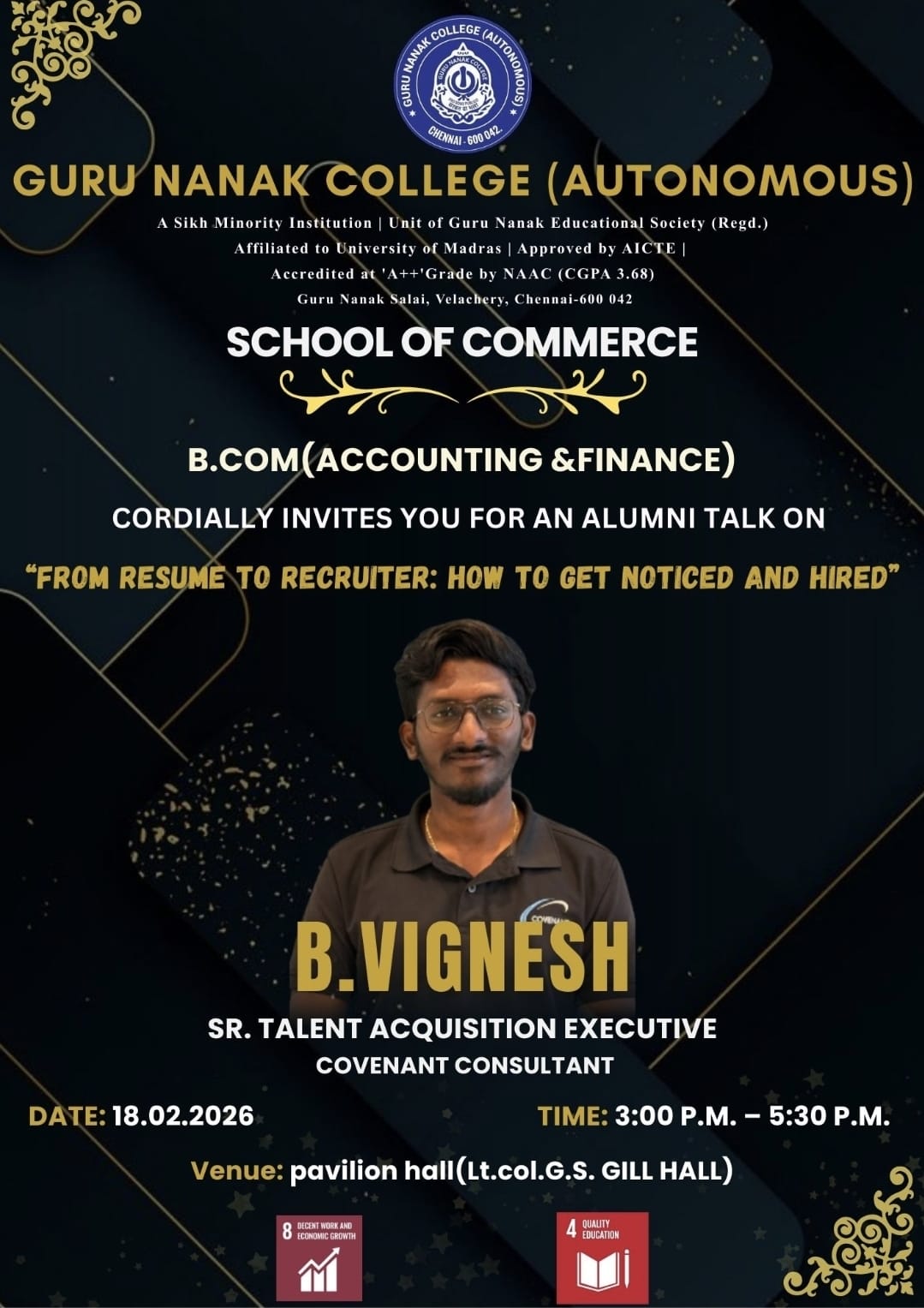 Programme of B.Com Accounting and Finance organises Alumni Talk on " From resume to Recruiter - How to get noticed and Hired"