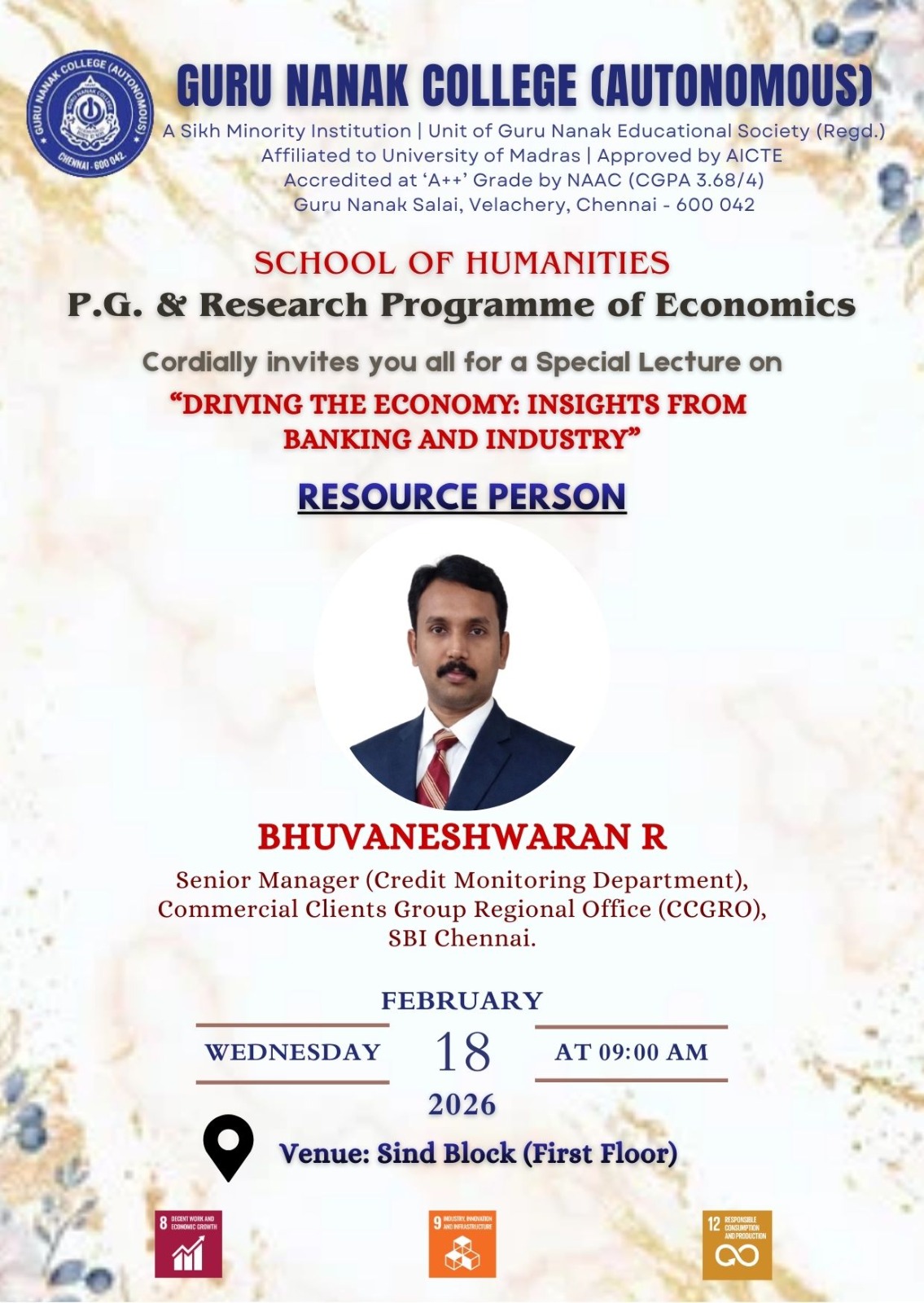 PG and Research Department of Economics organises special talk on " Driving the economy "