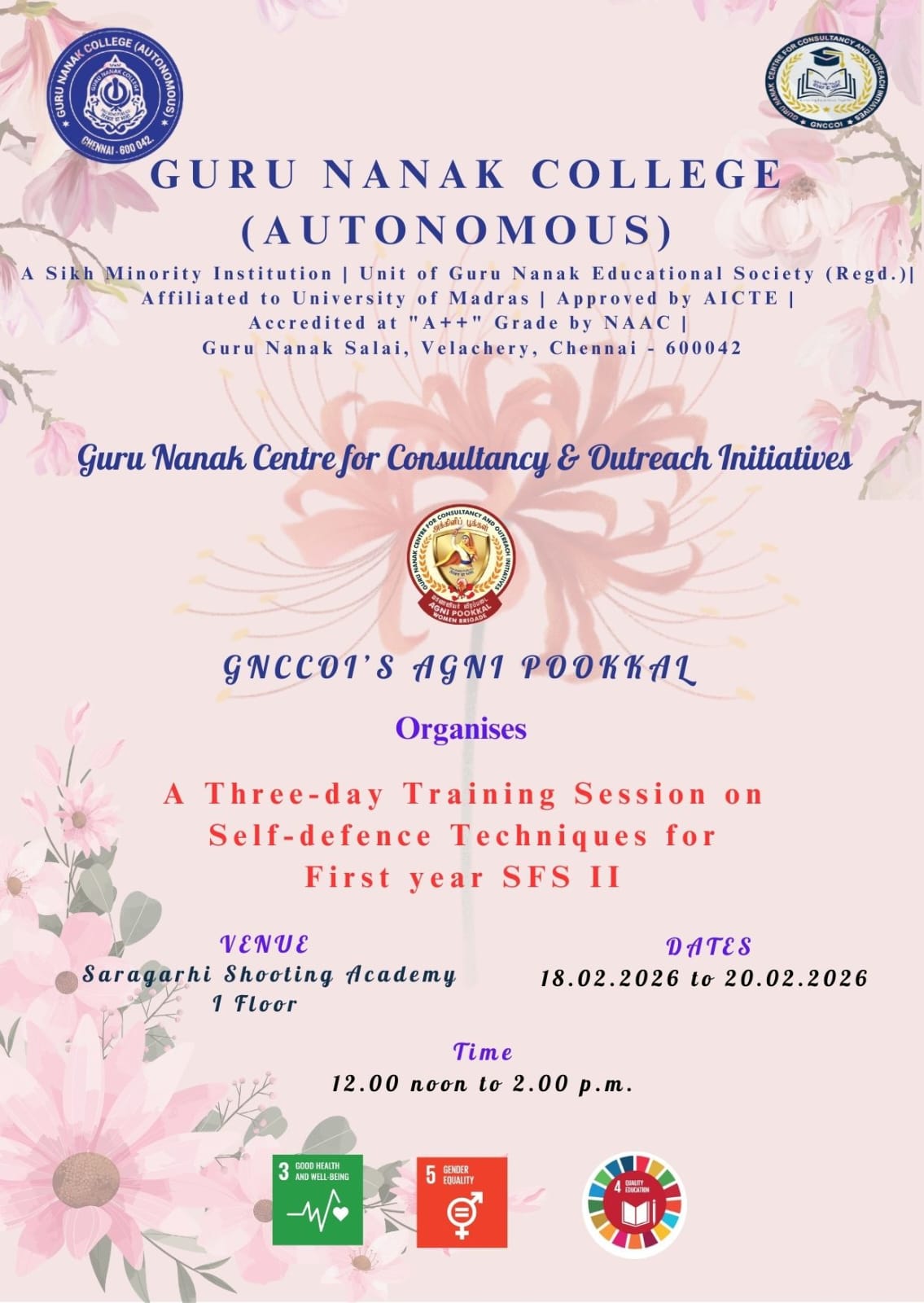 Agni Pookal organises 3 day Training Session on Self defence techniques