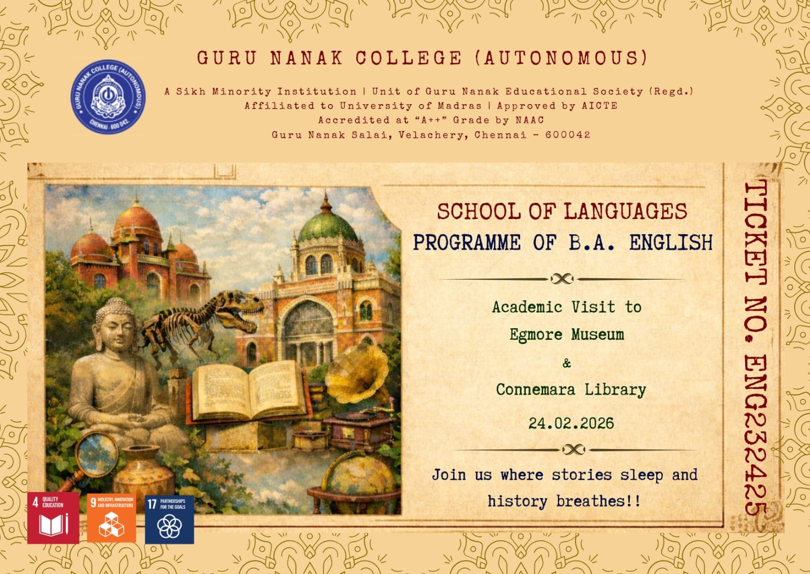 Programme of BA English organises Academic Visit to Egmore Museum and Connemara Library