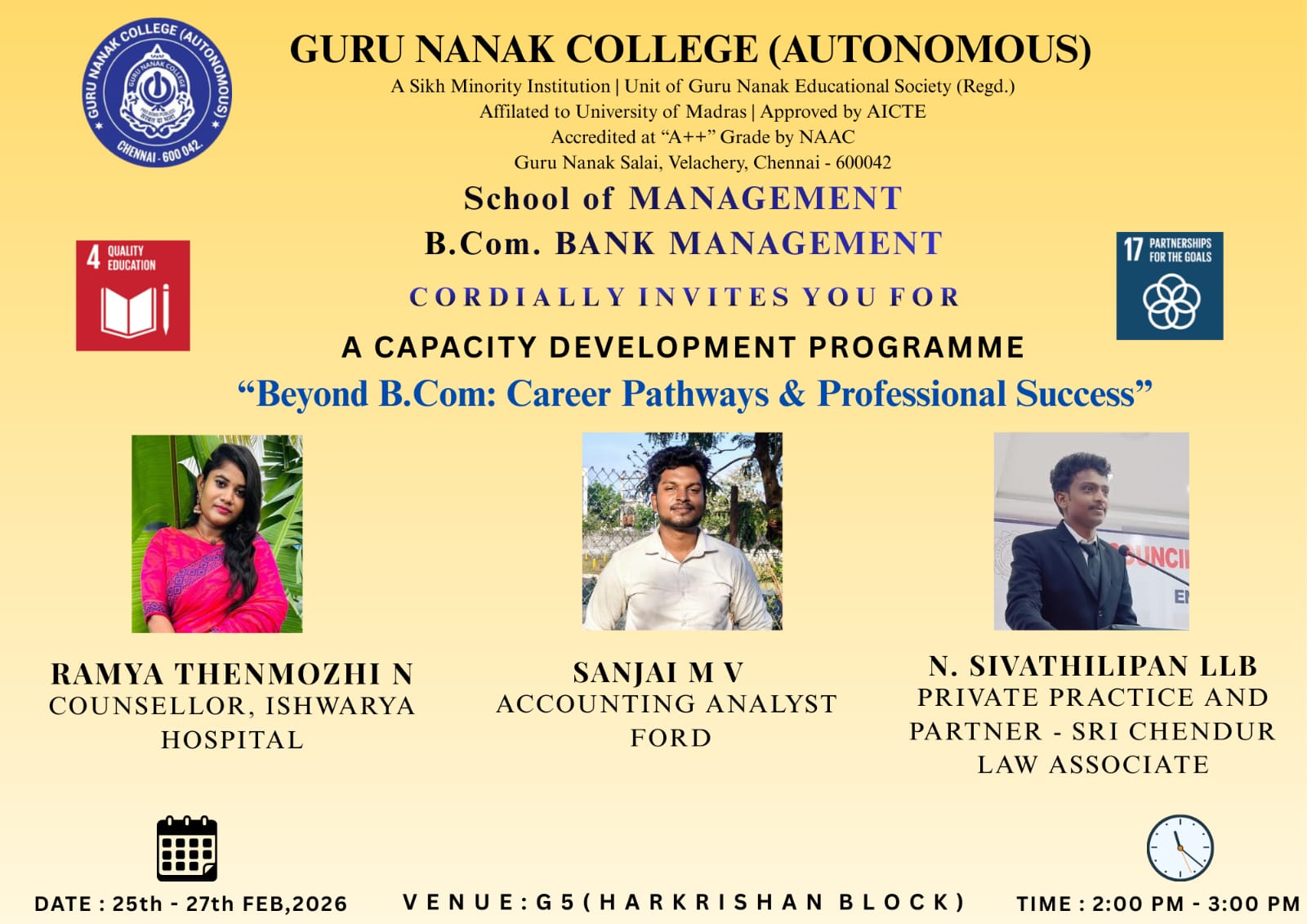 Programme of Bank Management organises Capacity Development Programme - Beyond B.Com : Career pathways and professional success