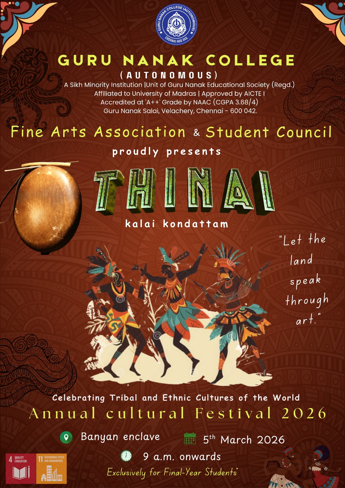 Fine Arts Association and Student Council organises Thinai - Kalai Kondattam