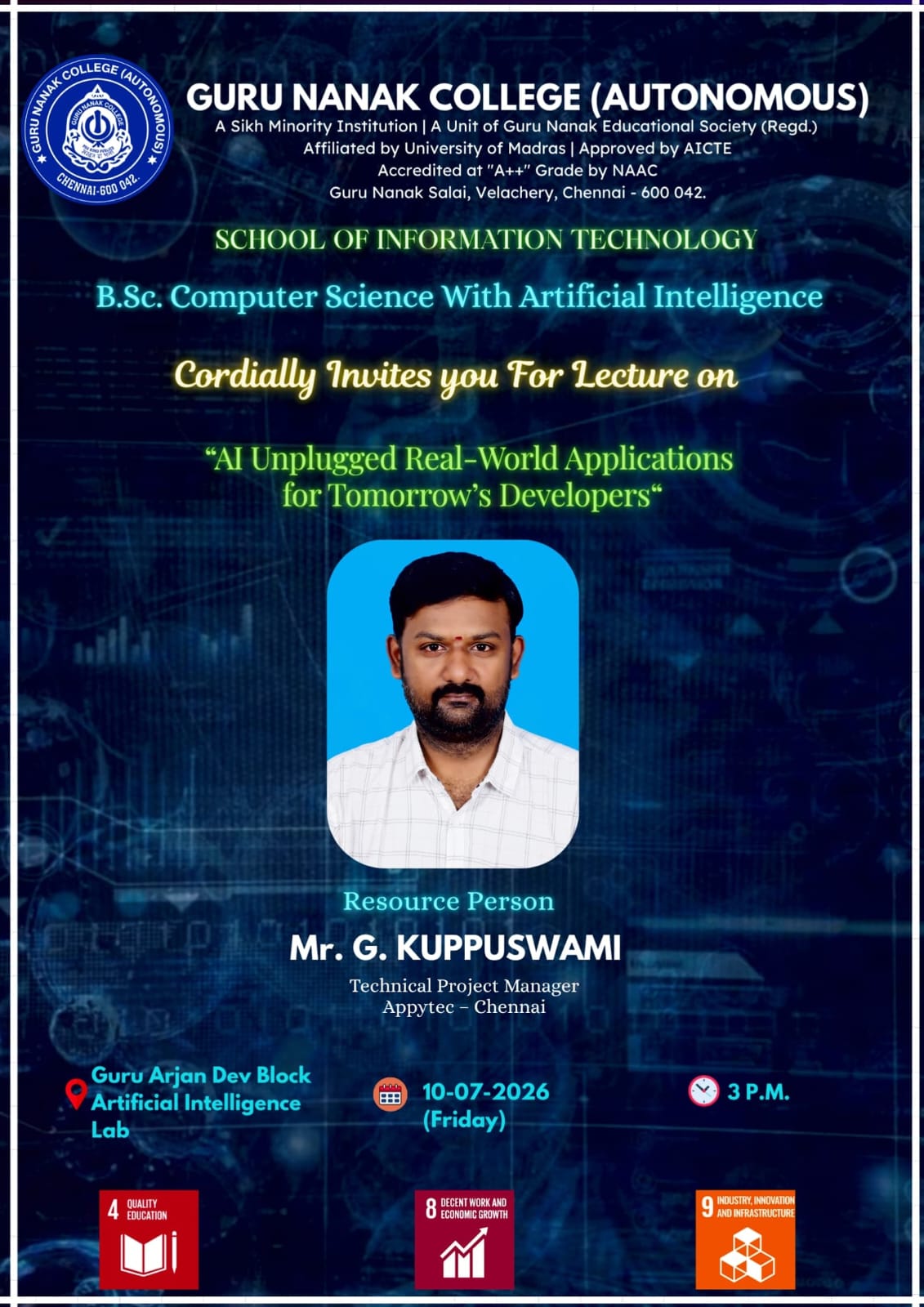 Industry expert lecture on AI Unplugged Real World Applications for tomorrow's developers
