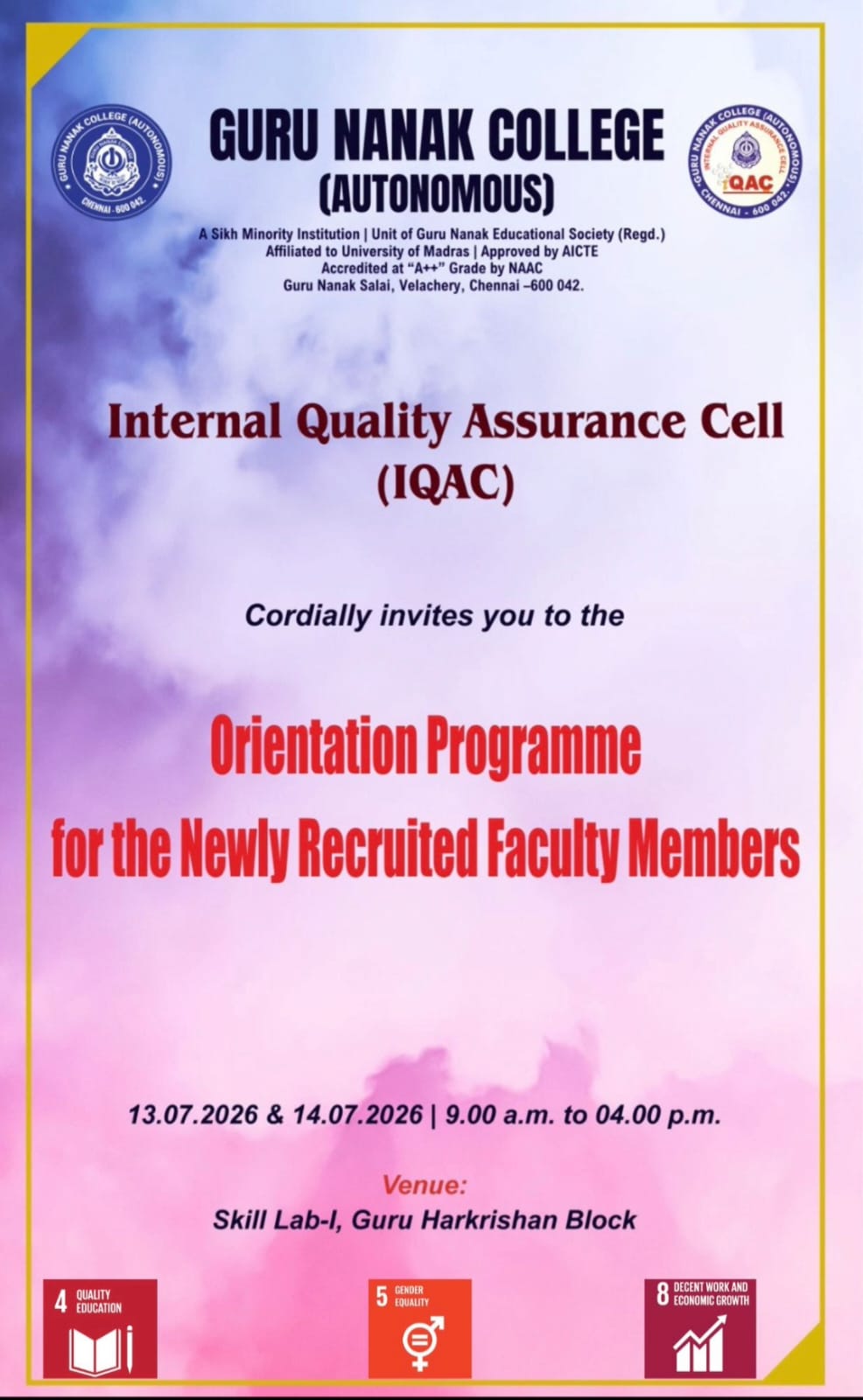 IQAC organises Orientation Programme for the newly recruited faculty members