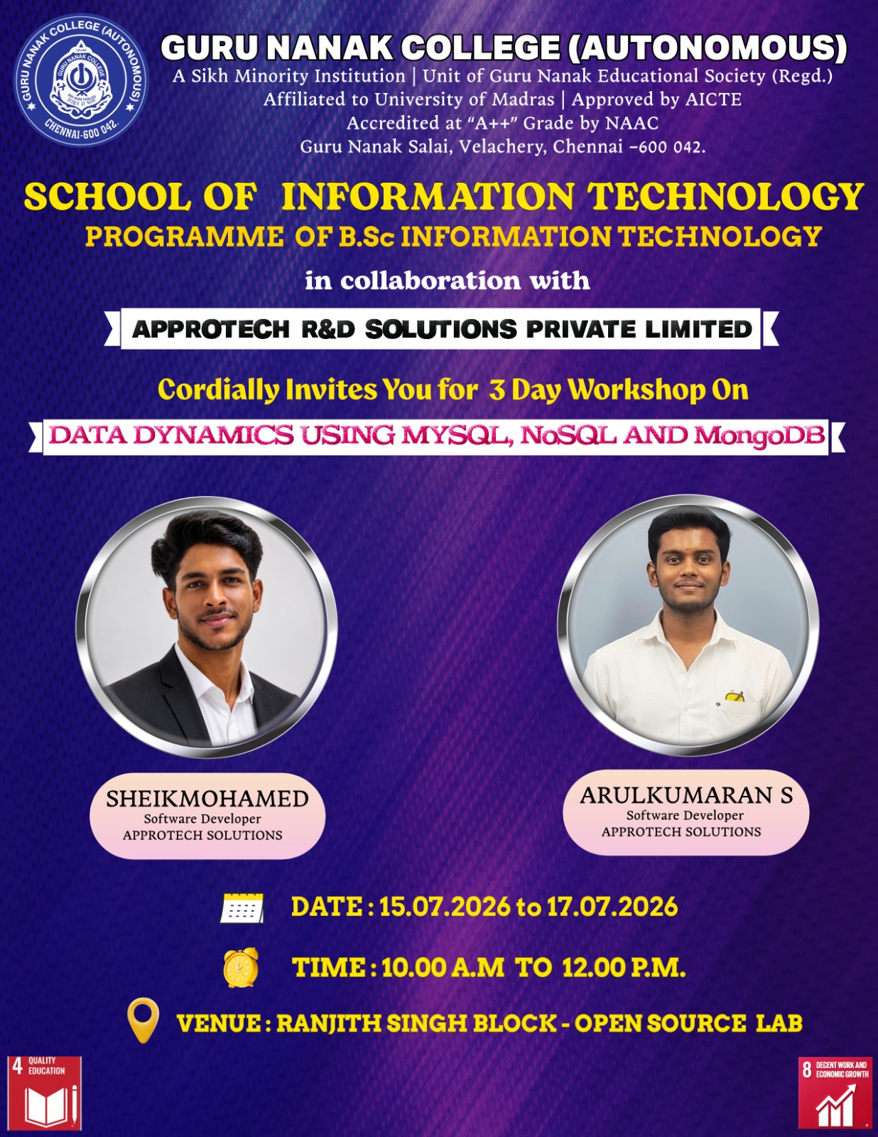 B.Sc IT organises 3 day workshop on Data Dynamics