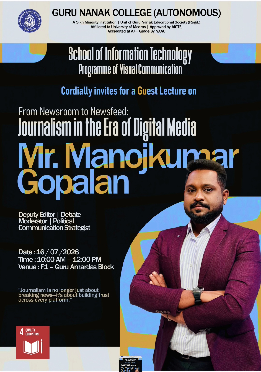 B.Sc. Viscom organises Guest lecture on Newsroom to newsfeed