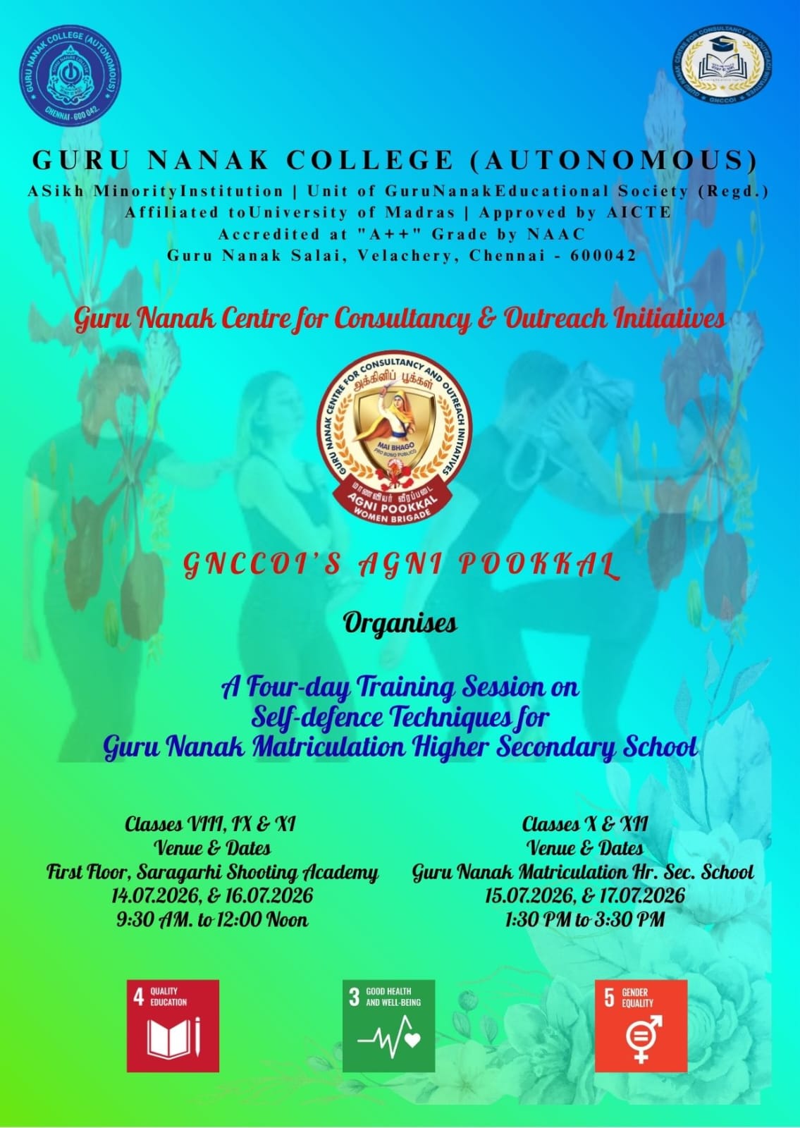 Agni Pookkal organises 4 day Training Sessions.