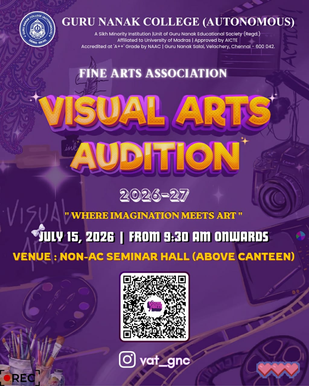 Visual arts audition 2026 -27