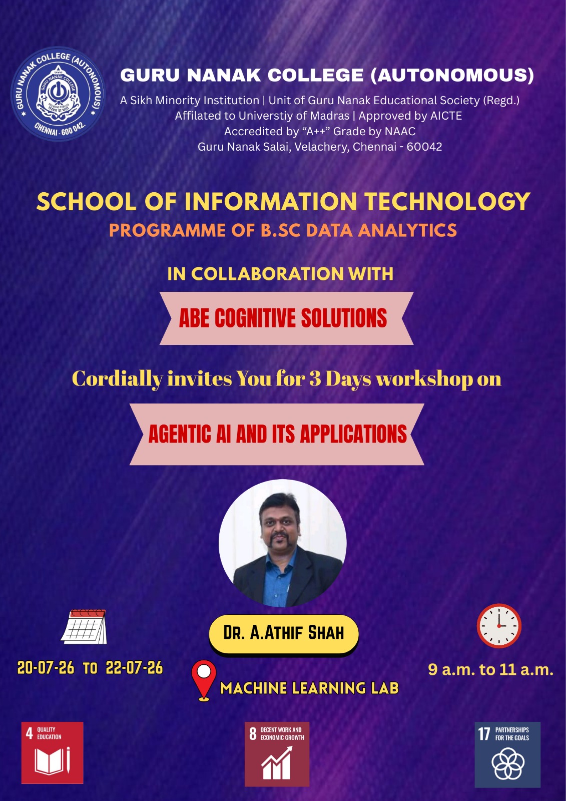 B.sc Data Analytics organises 3.day workshop on Agentic AI and It's applications