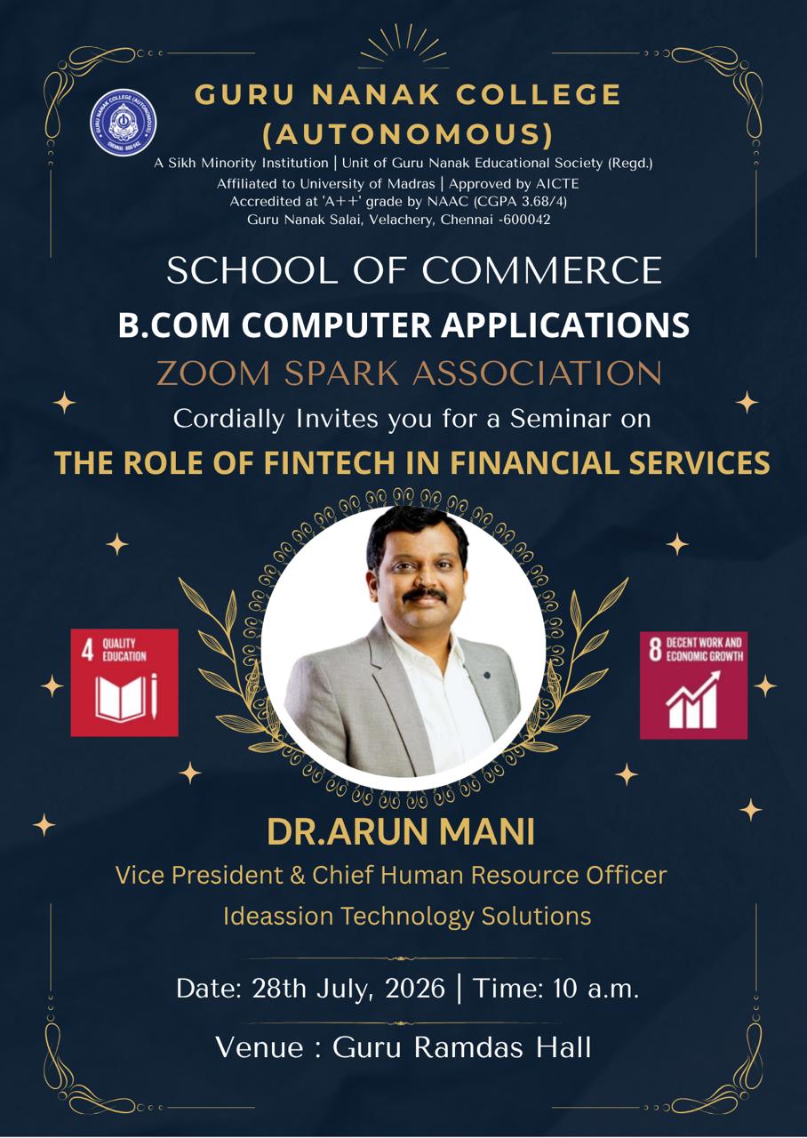 BCom Computer Applications organises seminar on The Role of Fintech in Financial Services