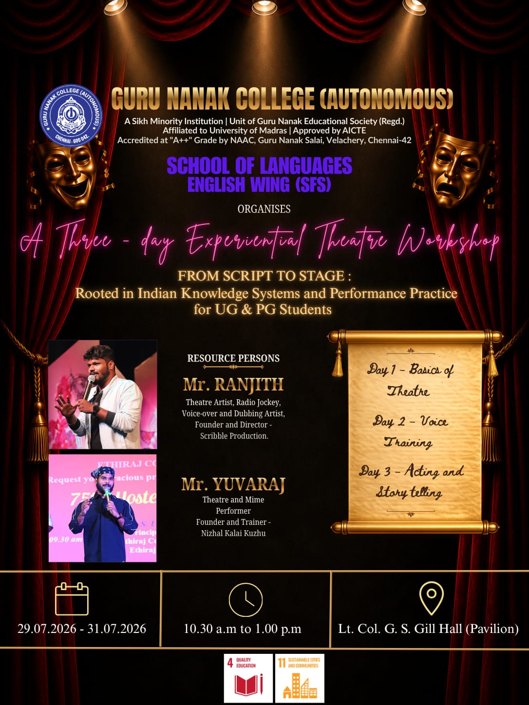 English Wing SFS organises 3.day Experiential Theatre Workshop
