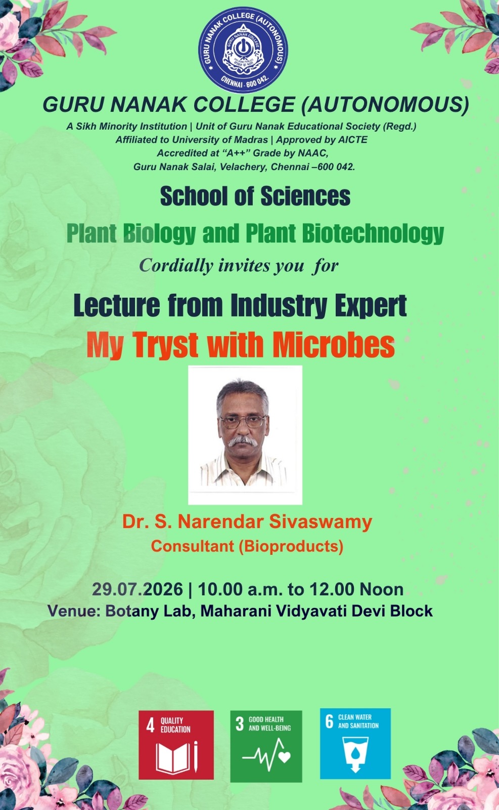 PB and PBT organises Lecture from Industry Expert on My Tryst with Microbes