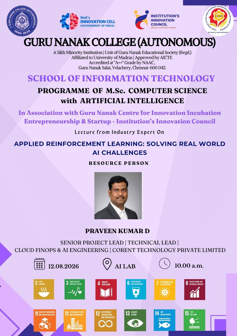 M.Sc. Computer science with AI organises industry expert lecture on Applied Reinforcement learning