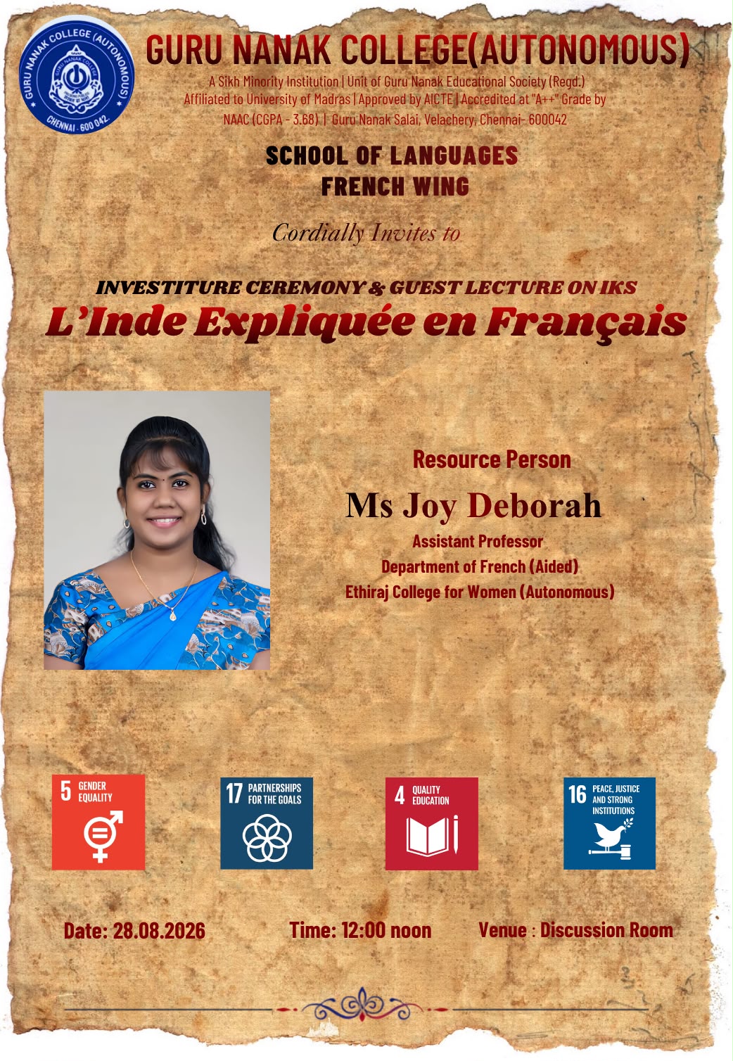 French Wing organises Guest lecture