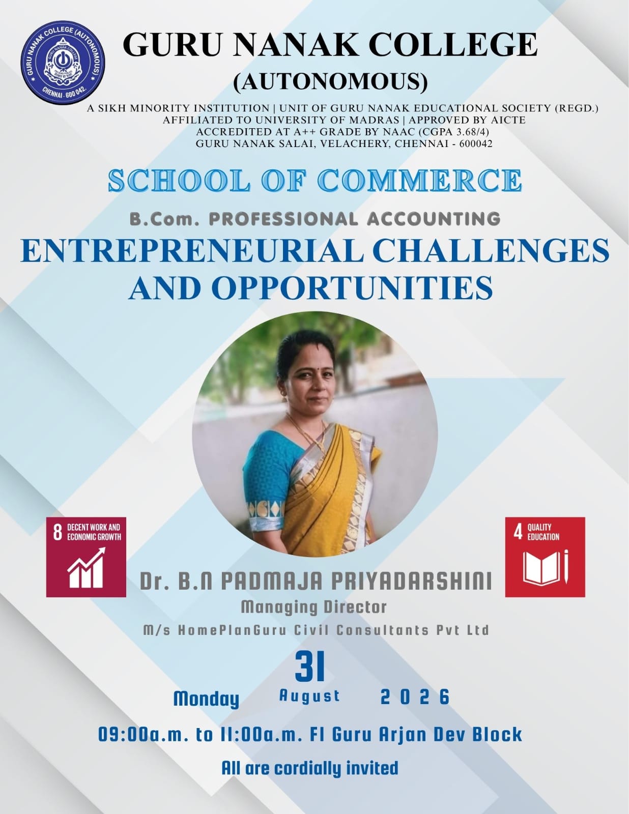 B.Com PA organises Lecture on Entrepreneurial Challenges and Opportunities