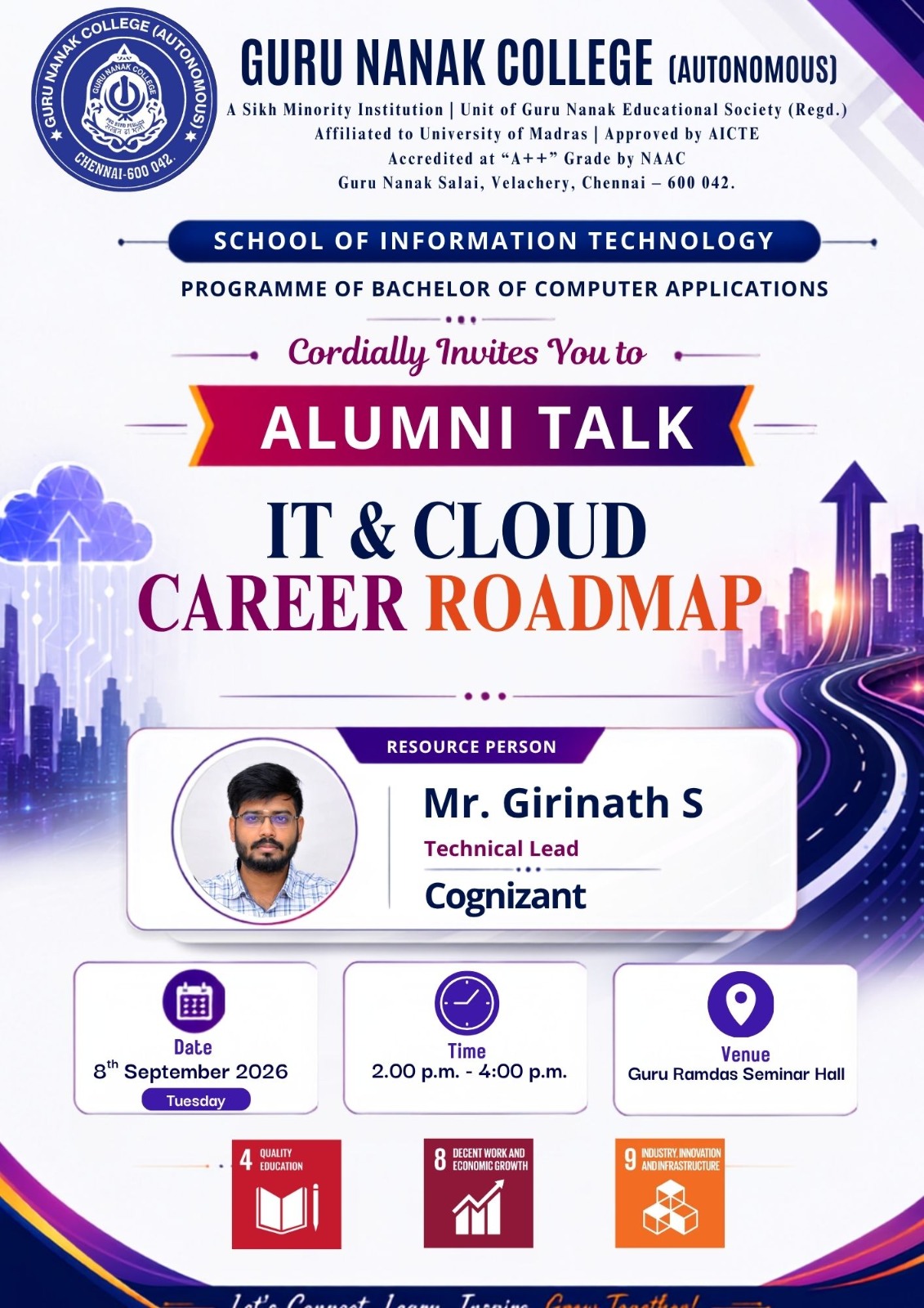 BCA organises Alumni Talk on the topic IT & Cloud Career Roadmap