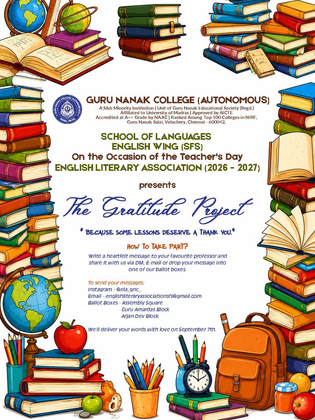 English Literary Association organises 'The Gratitude Project'.