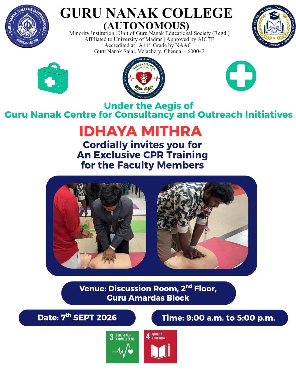 Idhaya Mitra organises CPR training for Faculty