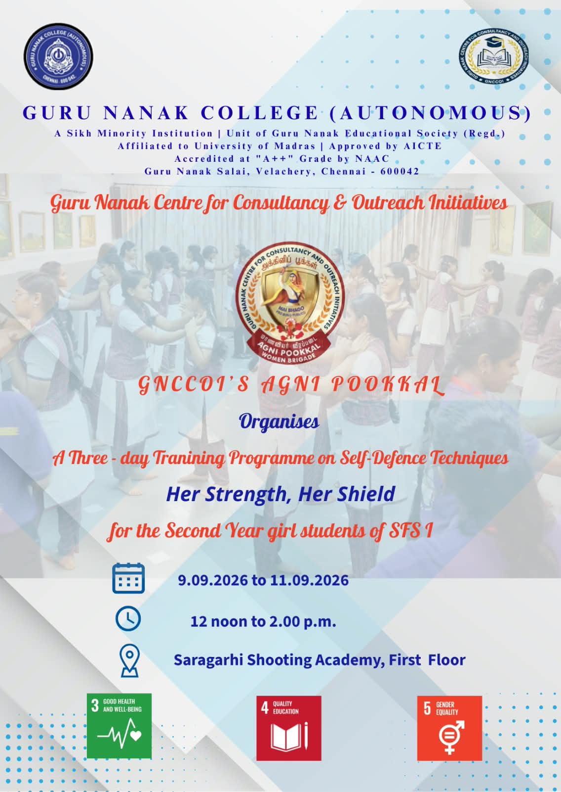Agni Pookal organises 3 day Training Programme on Self defense techniques
