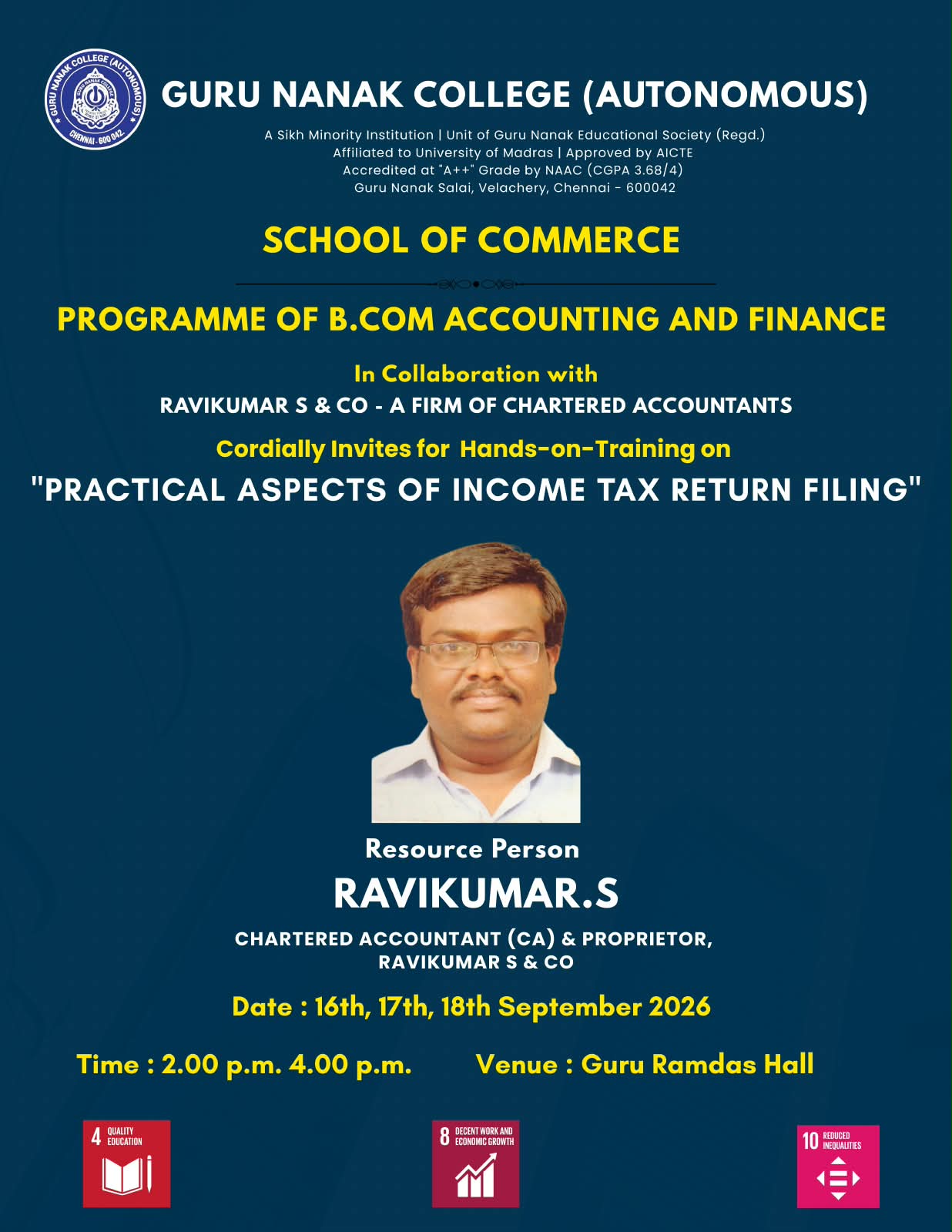 B.com A & F organises Hands on Training on Practical aspects of IT return filing