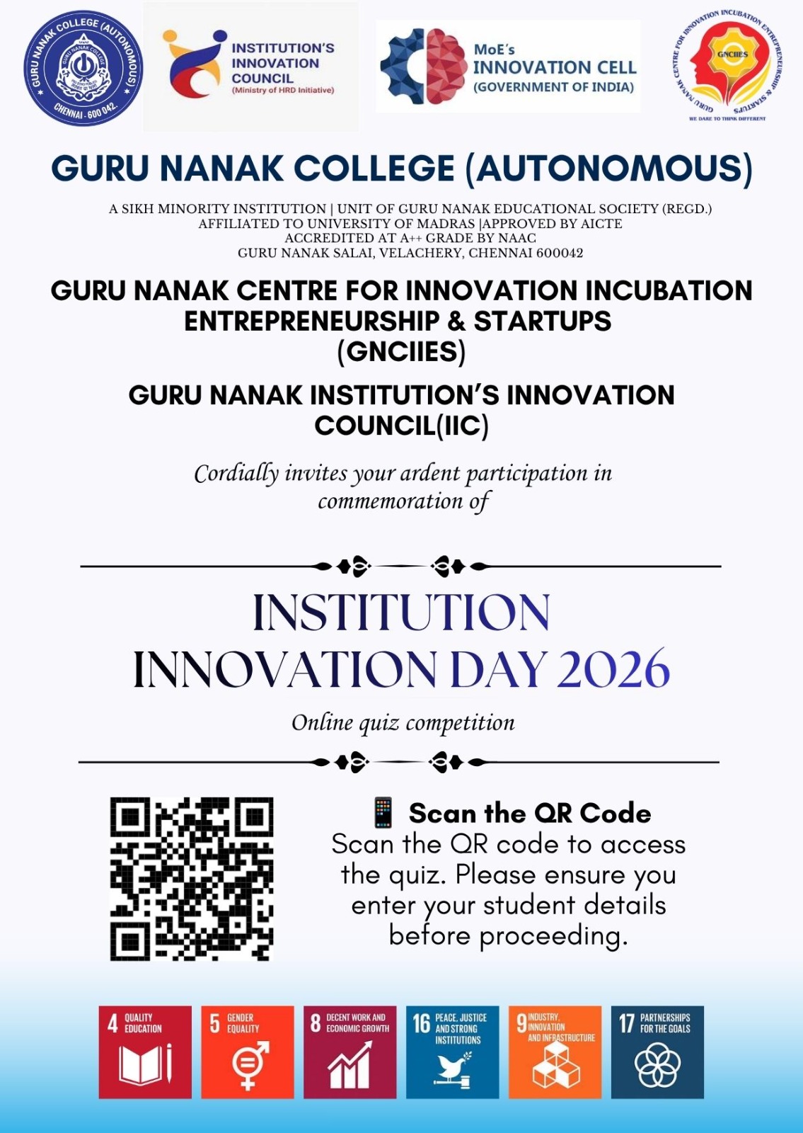 Online quiz on Institution Innovation Day 2026.